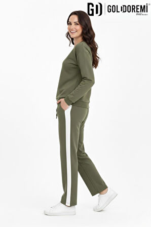Gd Goldoremi 11-007 Kadın Modal Yanı Parçalı Şeritli Bol Paça Eşofman Altı