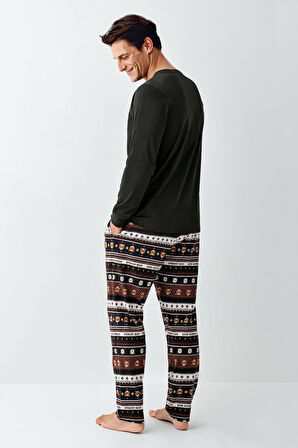 Arnetta Erkek Aile Bear My Little Friend %100 Pamuklu 4 Mevsim Uzun Kollu Pijama Takım