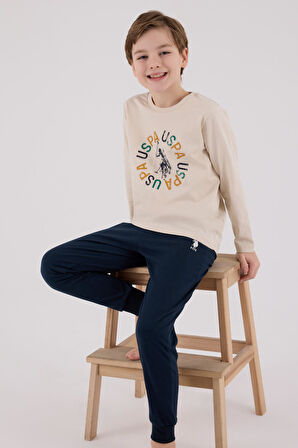 U.S. Polo Assn. Garson Erkek Uspa Logo Süprem 4 Mevsim Kumaş Uzun Kollu Lastikli Pijama Takım