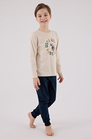 U.S. Polo Assn. Garson Erkek Uspa Logo Süprem 4 Mevsim Kumaş Uzun Kollu Lastikli Pijama Takım