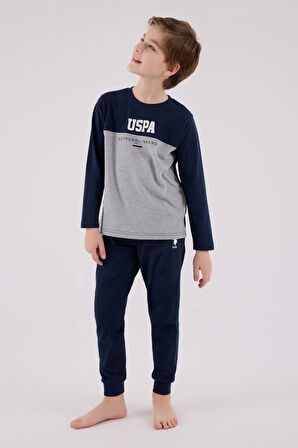 U.S. Polo Assn. Garson Erkek Çocuk Uspa %100 Pamuklu Uzun Kollu Pijama Takım