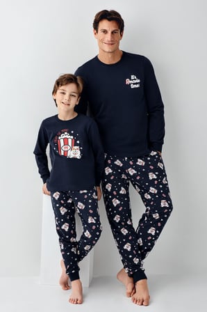 Roly Poly Garson Erkek Çocuk Aile It's Movie Time %100 Pamuk Uzun Kollu Pijama Takım