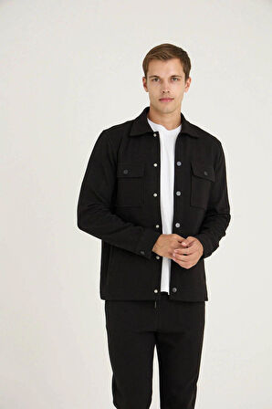 Kly Erkek Comfort Fit Çıtçıtlı Gömlek Kısa Kol T-shirt Jogger Pantolon 3'lü Eşofman Takım