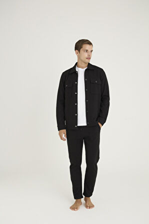 Kly Erkek Comfort Fit Çıtçıtlı Gömlek Kısa Kol T-shirt Jogger Pantolon 3'lü Eşofman Takım