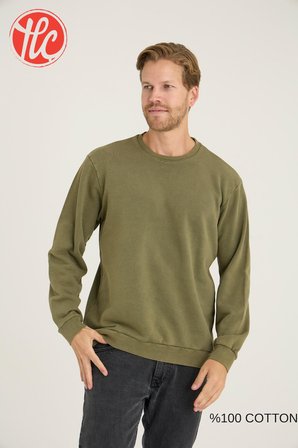 Kly Unisex Relax Fit Rahat Kesim %100 Pamuklu Yumuşak Dokulu Şardonsuz Bisiklet Yaka Sweatshirt