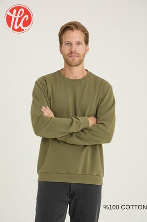 Kly Unisex Relax Fit Rahat Kesim %100 Pamuklu Yumuşak Dokulu Şardonsuz Bisiklet Yaka Sweatshirt
