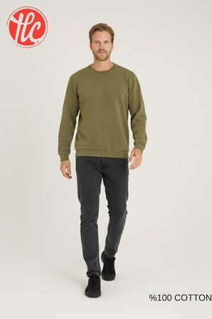Kly Unisex Relax Fit Rahat Kesim %100 Pamuklu Yumuşak Dokulu Şardonsuz Bisiklet Yaka Sweatshirt