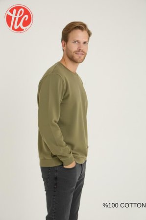 Kly Unisex Relax Fit Rahat Kesim %100 Pamuklu Yumuşak Dokulu Şardonsuz Bisiklet Yaka Sweatshirt