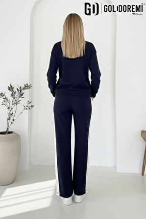 Gd Goldoremi 040 Modal Kadın Şerit Detaylı Kolları Manşetli Bol Kesim Eşofman Takım