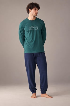 Gd Goldoremi Erkek Everythings Better Orta Kalın Regular Manşetli Uzun Kollu Pijama Takım