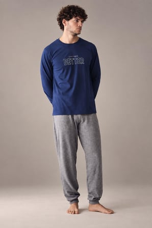 Gd Goldoremi Erkek Everythings Better Orta Kalın Regular Manşetli Uzun Kollu Pijama Takım