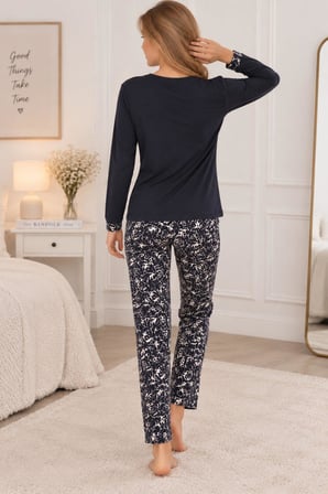 Gd Goldoremi Kadın Desenli Mevsimlik Rahat Kalıp Uzun Kollu Pijama Takım
