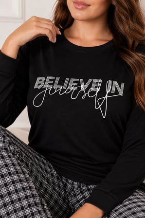 Gd Goldoremi Premium Kadın Büyük Beden Rahat Kışlık Uzun Kollu Pijama Takım