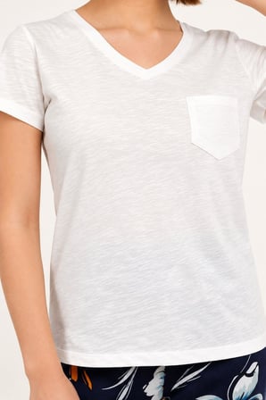 Arnetta Kadın Premium V Yaka Regular Fit Desenli Kısa Kollu Pijama Takım