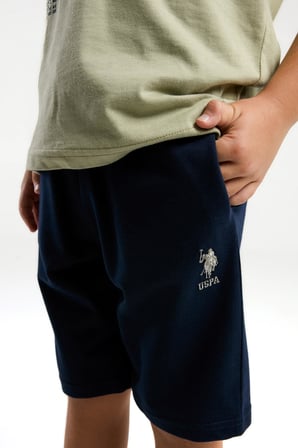 U.S. Polo Assn. Premium Erkek Çocuk Pamuklu Logo Yazılı Rahat Kalıp Kısa Kollu Şortlu Pijama Takım
