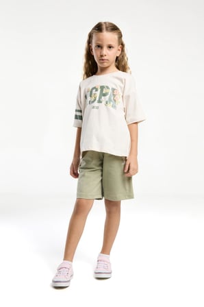 U.S. Polo Assn. Garson Kız Çocuk Rahat Kalıp Oversize Pamuklu Yazılı Kısa Kollu Şortlu Pijama Takım