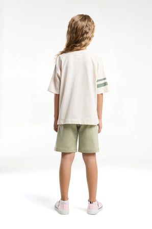 U.S. Polo Assn. Garson Kız Çocuk Rahat Kalıp Oversize Pamuklu Yazılı Kısa Kollu Şortlu Pijama Takım