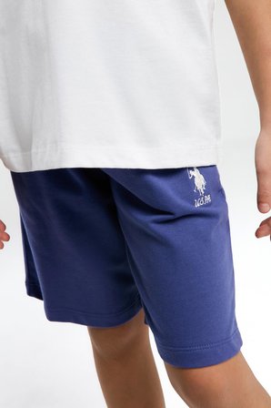 U.S. Polo Assn. Garson Kız Çocuk Rahat Kalıp Oversize Pamuklu Yazılı Kısa Kollu Şortlu Pijama Takım