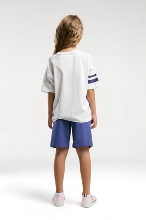 U.S. Polo Assn. Garson Kız Çocuk Rahat Kalıp Oversize Pamuklu Yazılı Kısa Kollu Şortlu Pijama Takım