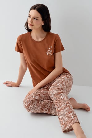 Arnetta Premium Kadın Cool Summer Rahat Kalıp %100 Pamuk Kısa Kollu Aile Pijama Takım