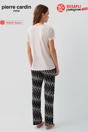 Pierre Cardin Premium Kadın Büyük Beden Modal Pamuklu Rahat Kalıp Kısa Kollu Pijama Takım