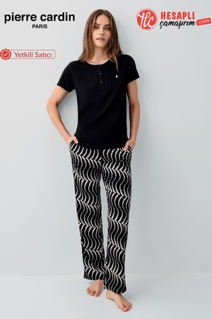 Pierre Cardin Premium Kadın Büyük Beden Modal Pamuklu Rahat Kalıp Kısa Kollu Pijama Takım