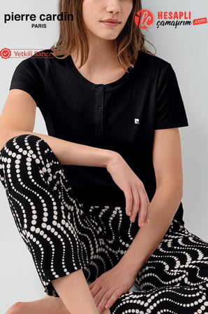 Pierre Cardin Premium Kadın Büyük Beden Modal Pamuklu Rahat Kalıp Kısa Kollu Pijama Takım