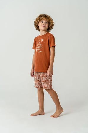 Arnetta Premium Erkek Çocuk Cool Summer Rahat Kalıp %100 Pamuk Kısa Kollu Şortlu Aile Pijama Takım