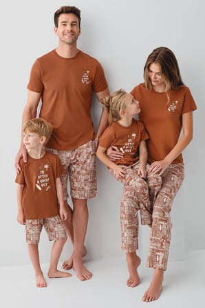 Arnetta Premium Garson Erkek Çocuk Cool Summer Rahat Kalıp %100 Pamuk Kısa Kollu Aile Pijama Takım