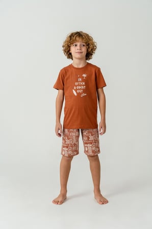 Arnetta Premium Garson Erkek Çocuk Cool Summer Rahat Kalıp %100 Pamuk Kısa Kollu Aile Pijama Takım