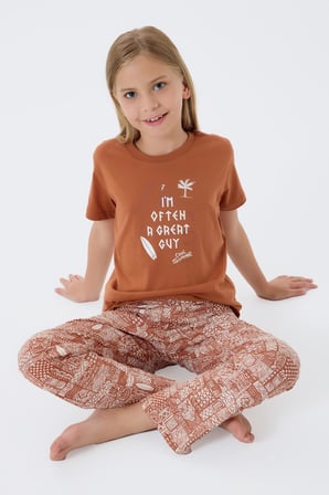 Arnetta Premium Kız Çocuk Cool Summer Rahat Kalıp %100 Pamuk Kısa Kollu Aile Pijama Takım