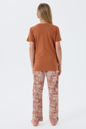 Arnetta Premium Kız Çocuk Cool Summer Rahat Kalıp %100 Pamuk Kısa Kollu Aile Pijama Takım