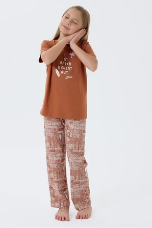 Arnetta Premium Garson Kız Çocuk Cool Summer Rahat Kalıp %100 Pamuk Kısa Kollu Aile Pijama Takım