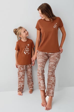 Arnetta Premium Garson Kız Çocuk Cool Summer Rahat Kalıp %100 Pamuk Kısa Kollu Aile Pijama Takım