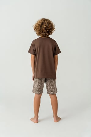 Arnetta Premium Erkek Çocuk Tiger %100 Pamuk Rahat Kısa Kollu Şortlu Baba-Oğul Pijama Takım