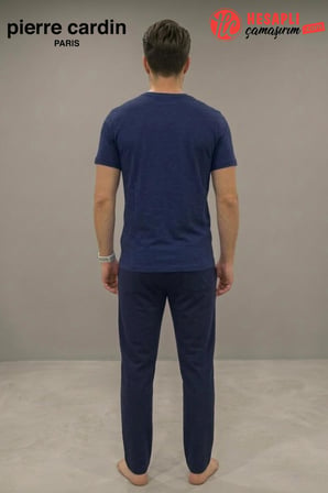 Pierre Cardin Paris Premium Erkek %100 Pamuklu Rahat Kalıp Cepli Kısa Kollu Pijama Takım