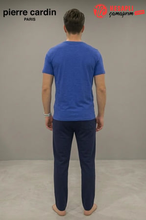 Pierre Cardin Paris Premium Erkek %100 Pamuklu Rahat Kalıp Cepli Kısa Kollu Pijama Takım