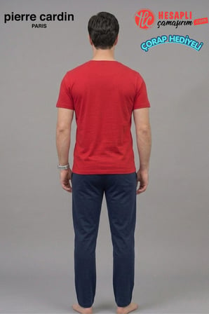 Pierre Cardin Paris Premium Erkek Kısa Kollu %100 Pamuklu Rahat Kalıp Pijama Takım