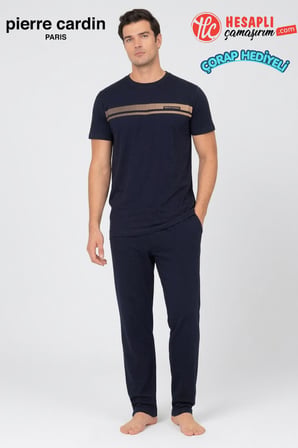 Pierre Cardin Paris Premium Erkek Kısa Kollu %100 Pamuklu Rahat Kalıp Pijama Takım