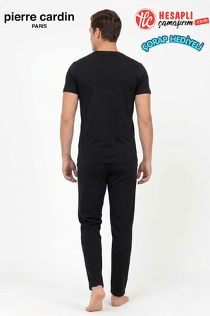 Pierre Cardin Paris Premium Erkek Bisiklet Yaka Pamuklu Penye Kısa Kollu Pijama Takım