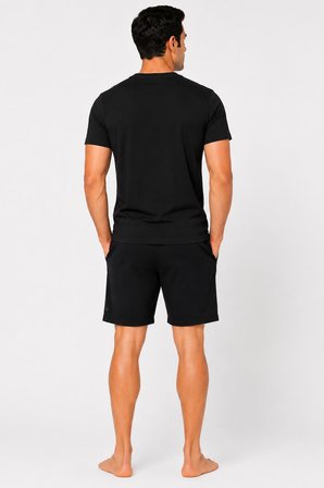 Pierre Cardin Premium Erkek Logolu %100 Pamuklu Rahat Kalıp Kısa Kol Cepli Şort Pijama Takım