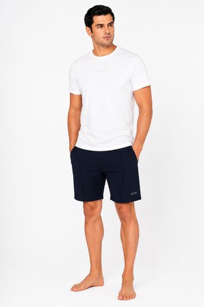 Pierre Cardin Premium Erkek Büyük Beden Logolu %100 Pamuklu Rahat Kalıp Kısa Kol Şort Pijama Takım