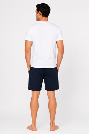 Pierre Cardin Premium Erkek Büyük Beden Logolu %100 Pamuklu Rahat Kalıp Kısa Kol Şort Pijama Takım