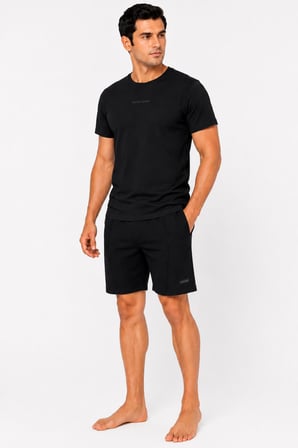 Pierre Cardin Premium Erkek Büyük Beden Logolu %100 Pamuklu Rahat Kalıp Kısa Kol Şort Pijama Takım