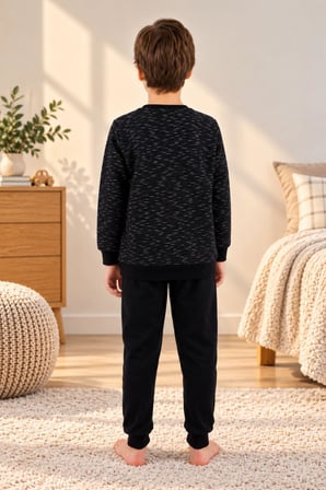 Arnetta Erkek Çocuk Pamuklu Pigment Baskılı Kışlık Regular Fit Uzun Kollu Pijama Takım