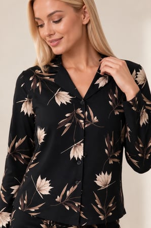 Gd Goldoremi 30185 Kadın Premium Uzun Kollu Önden Düğmeli Pijama Takım