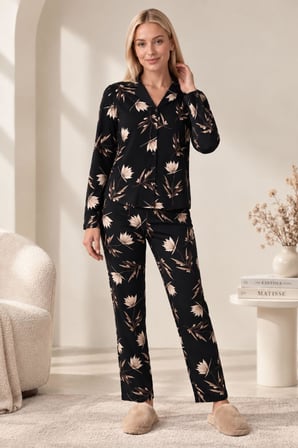 Gd Goldoremi 30185 Kadın Premium Uzun Kollu Önden Düğmeli Pijama Takım