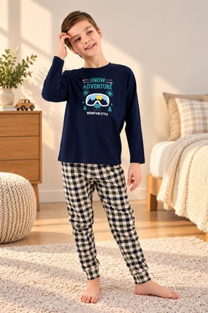 Arnetta Erkek Çocuk Premium Pamuklu Kışlık Regular Fit Uzun Kollu Pijama Takım