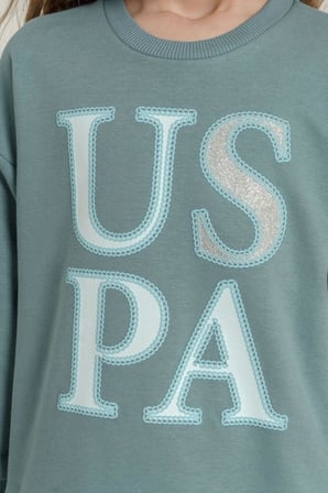 U.S. Polo Assn. Kız Çocuk Premium Uspa Baskılı Yeşil Uzun Kol Manşetli Eşofman Takım