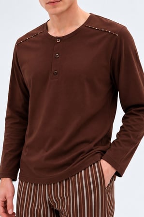 Gd Goldoremi Erkek Premium %100 Pamuklu Çizgili Rahat Kalıp Uzun Kollu Pijama Takım